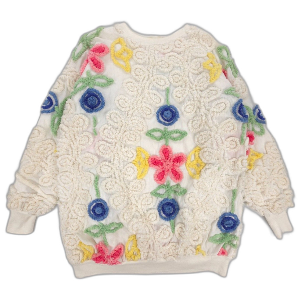 ⛱️Canyon Group - Cream Chenille Floral Pullover Sweatshirt - S